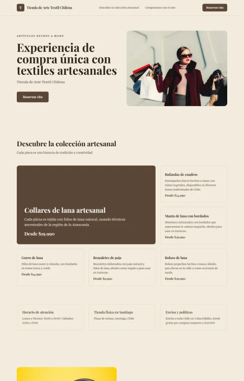 Diseño web Arte Textil para tienda