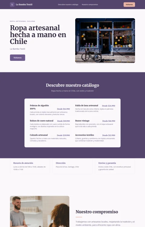 Diseño web Bamba Textil para tienda