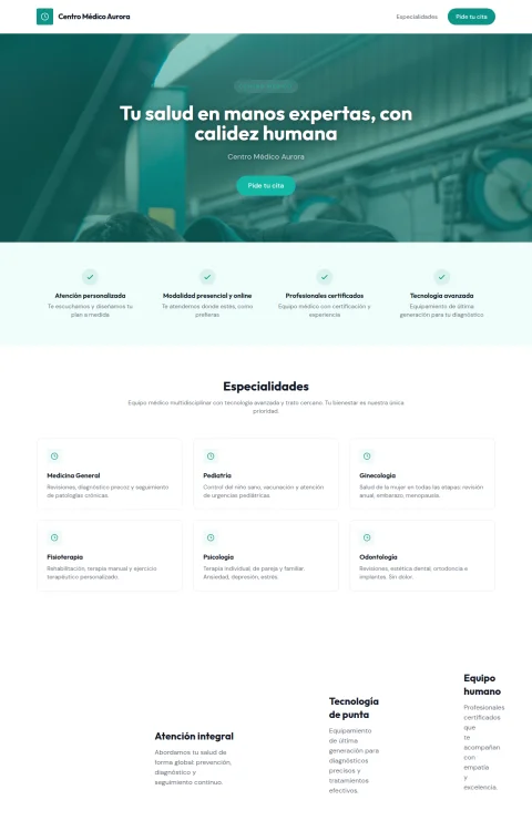 Diseño web Médico Aurora para salud