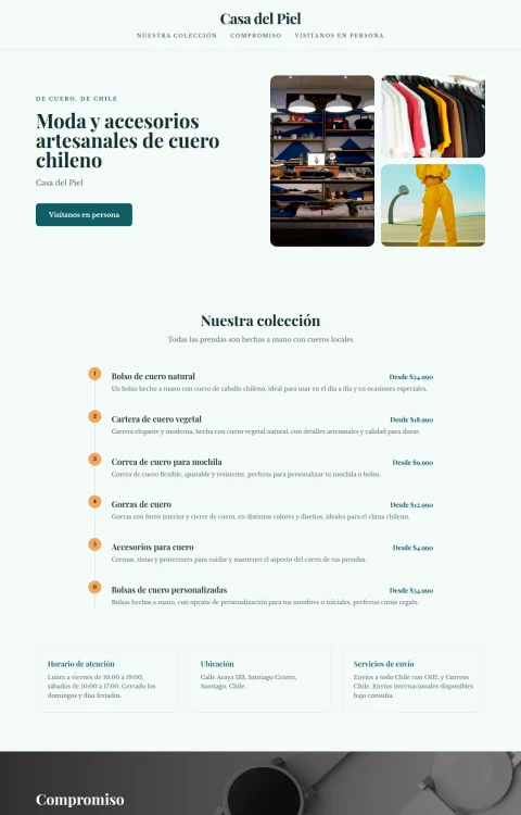 Diseño web Cuero Chileno para tienda