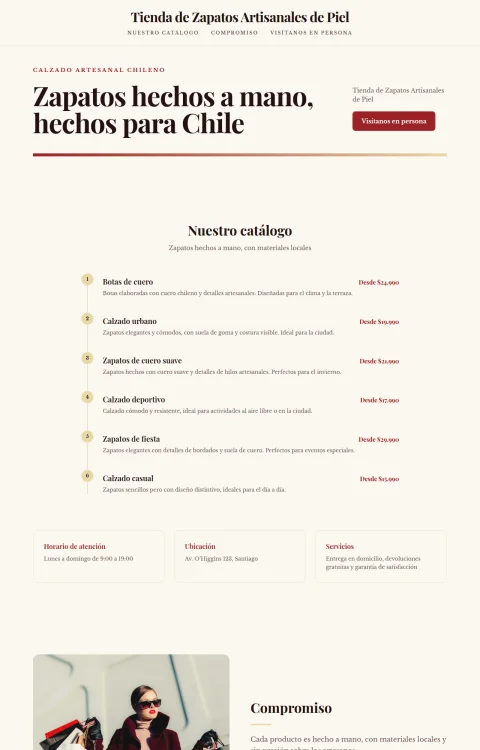 Diseño web Calzado Artesanal para tienda