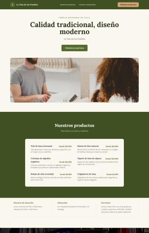 Diseño web Tela de los Pueblos para tienda