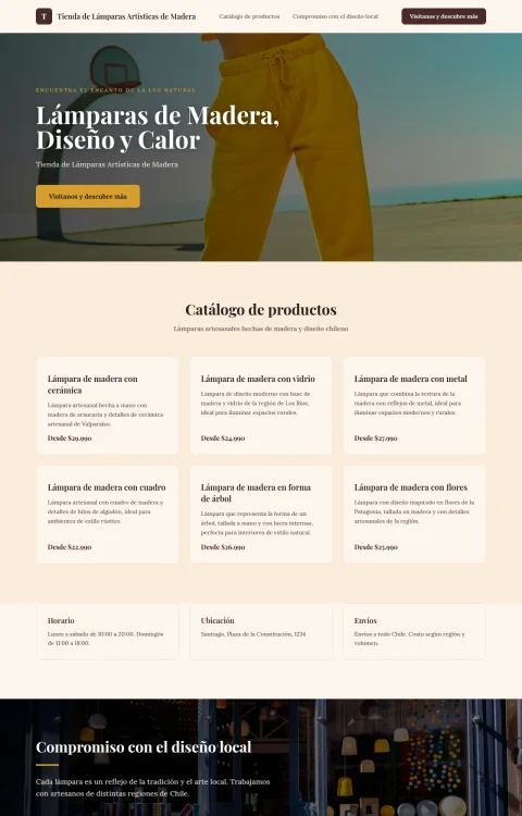 Diseño web Lámparas de Madera para tienda