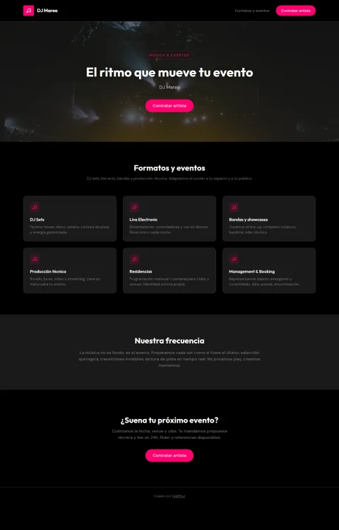 Diseño web DJ Marea para musica