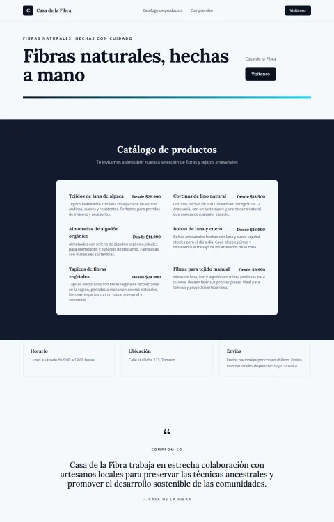 Diseño web Fibras Naturales para tienda