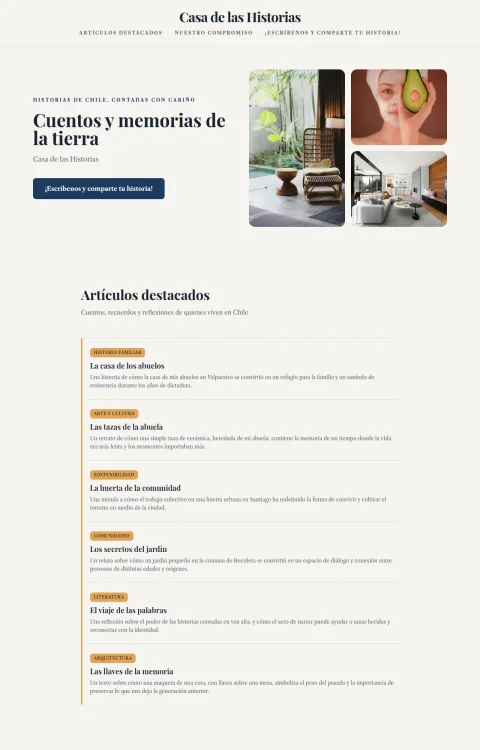 Diseño web Memorias de la Tierra para blog