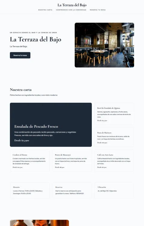 Diseño web Terraza del Mar para tu restaurante
