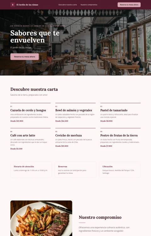Diseño web Jardín Gourmet para tu restaurante
