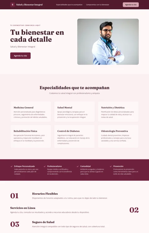 Diseño web Bienestar Integral para tu consulta