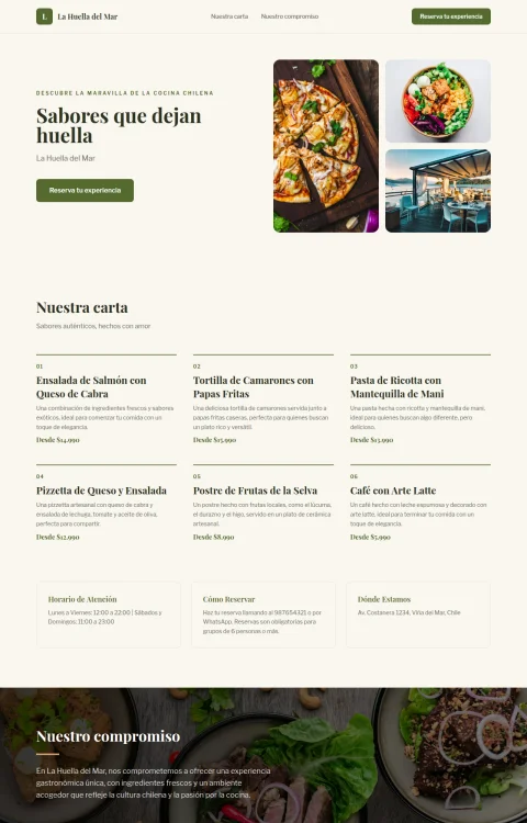 Diseño web Huella del Mar para tu restaurante