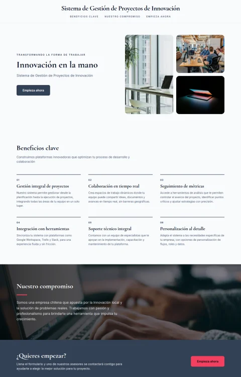 Diseño web Gestión de Proyectos para landing