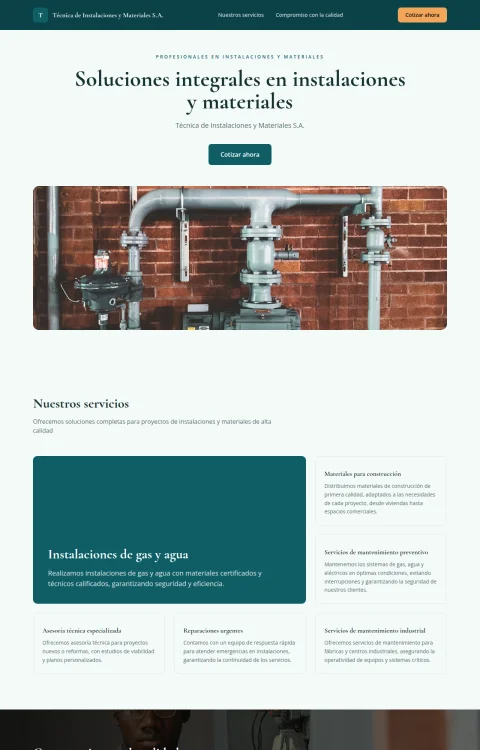 Diseño web Instalaciones y Materiales para tu empresa