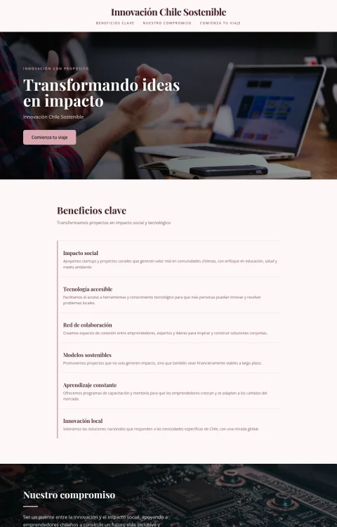 Diseño web Impacto Sostenible para landing