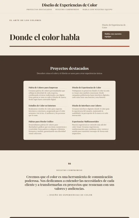 Diseño web Experiencias de Color para portfolio