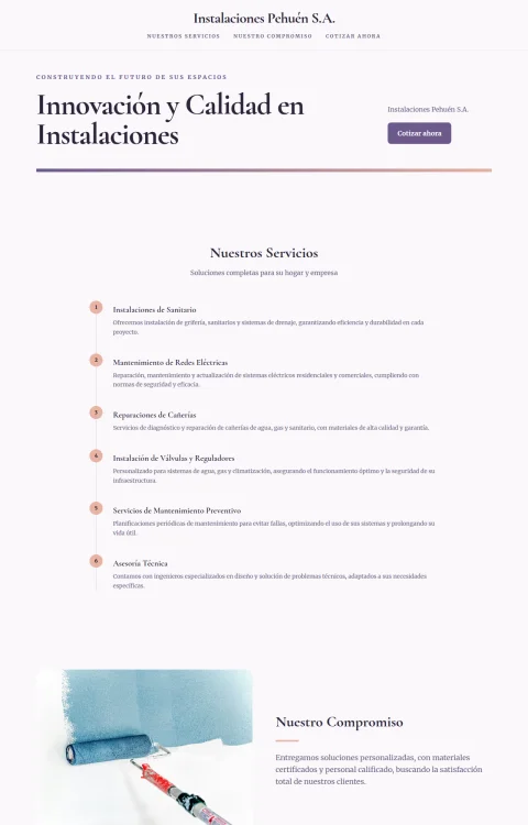 Diseño web Instalaciones Pehuén para tu empresa
