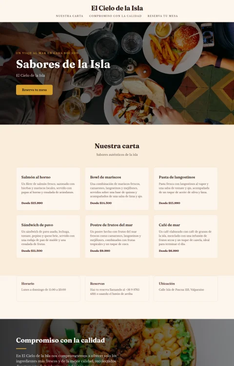 Diseño web Sabores de la Isla para tu restaurante