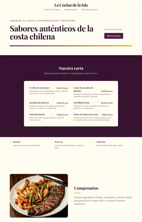 Diseño web Cocina Costera para tu restaurante