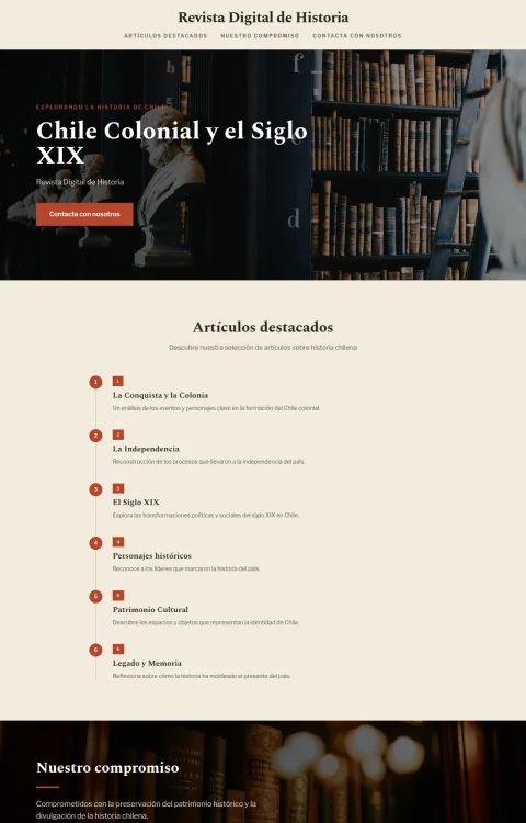 Diseño web Historia de Chile para blog
