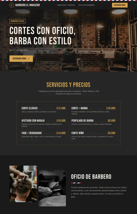 Diseño web Navaja Clásica para tu salón