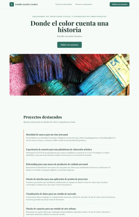 Diseño web Arcoíris Creativo para portfolio