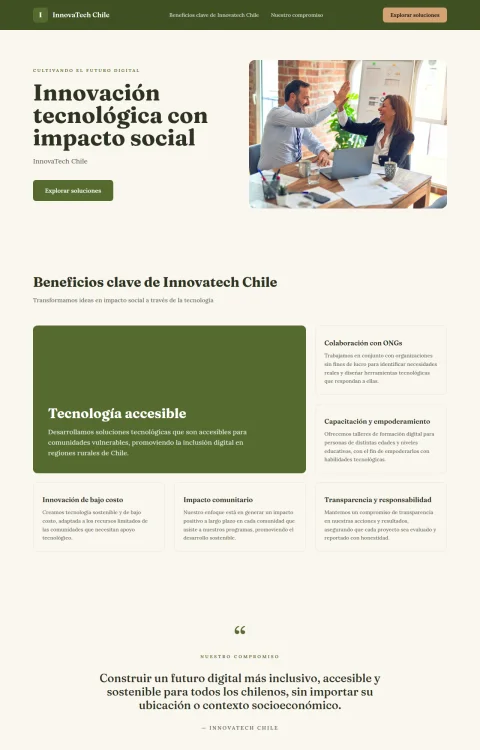 Diseño web Tecnología con Propósito para landing