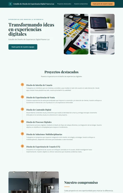 Diseño web Nueva Luz Digital para portfolio