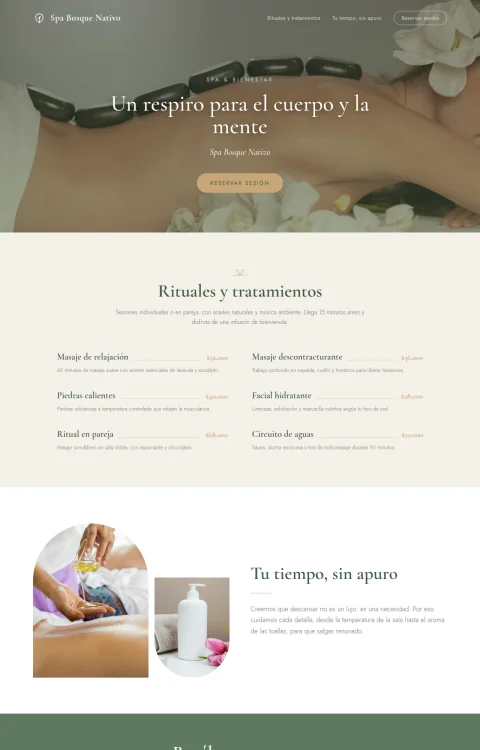Diseño web Bosque Spa para tu salón