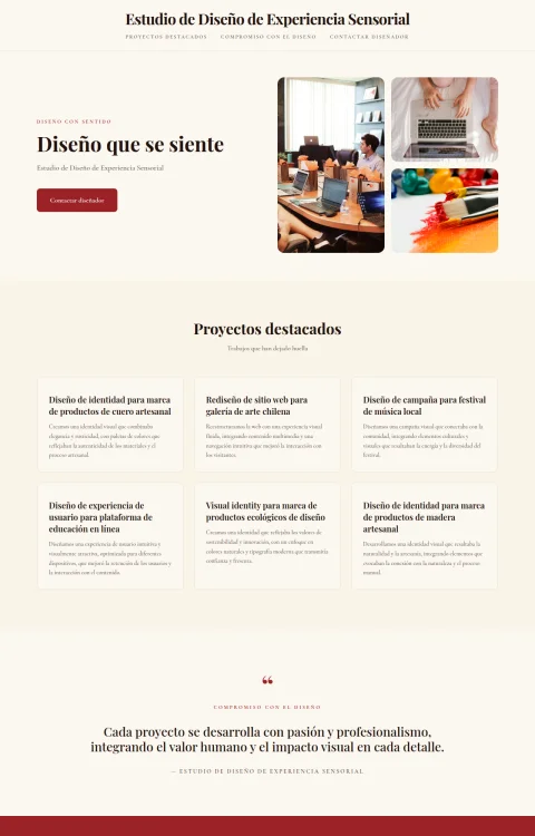 Diseño web Diseño Sensorial para portfolio
