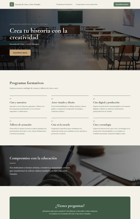 Diseño web Cine y Artes Visuales para edu