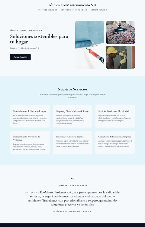 Diseño web EcoMantención para servicios