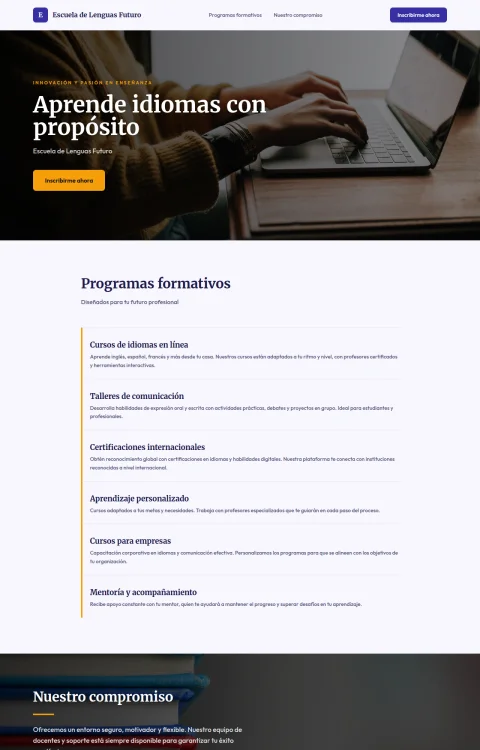 Diseño web Escuela de Idiomas para edu