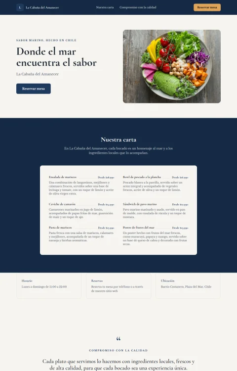 Diseño web Sabor Marino para restaurante