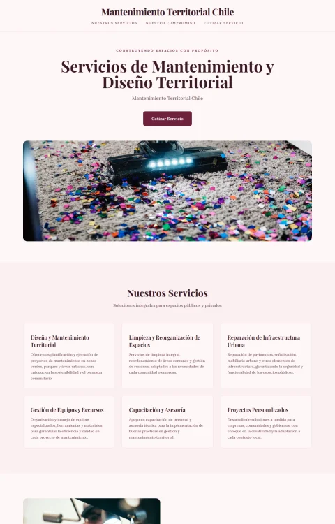 Diseño web Mantención Territorial para servicios