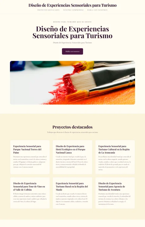 Diseño web Turismo Sensorial para portfolio