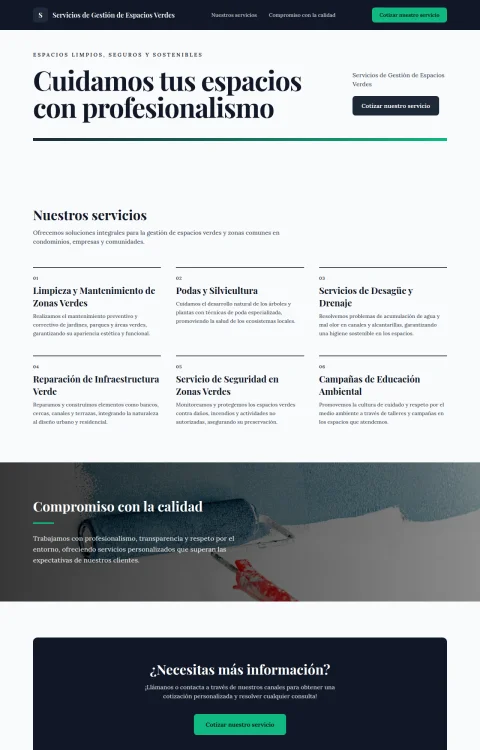 Diseño web Áreas Verdes para servicios
