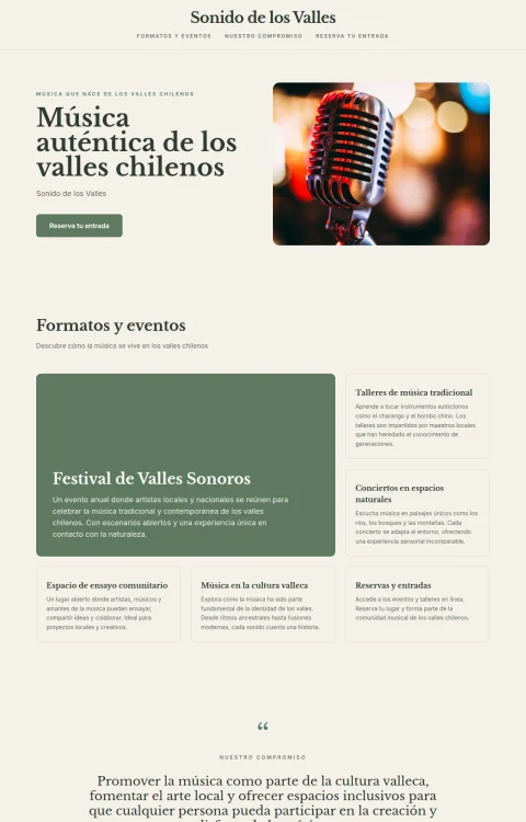 Diseño web Valles Sonoros para musica