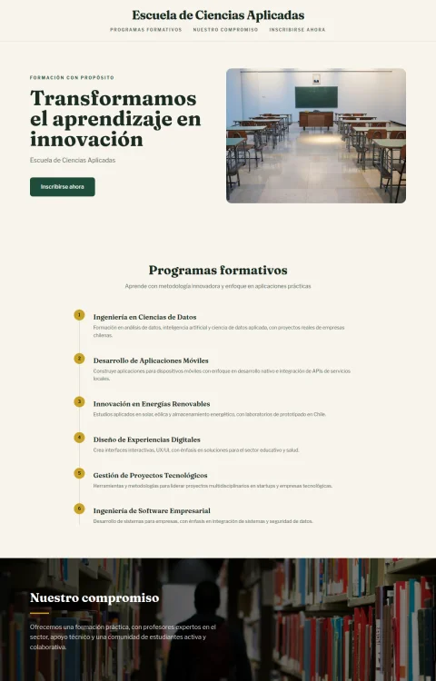 Diseño web Ciencias Aplicadas para edu