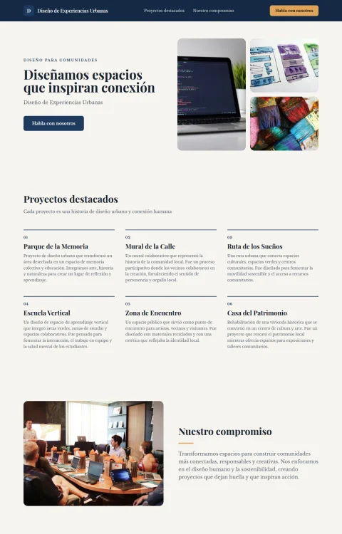 Diseño web Espacios Urbanos para portfolio