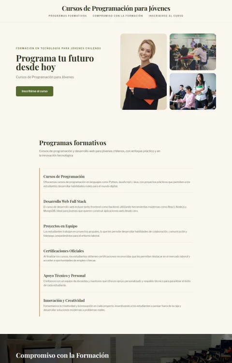 Diseño web Programa tu Futuro para edu