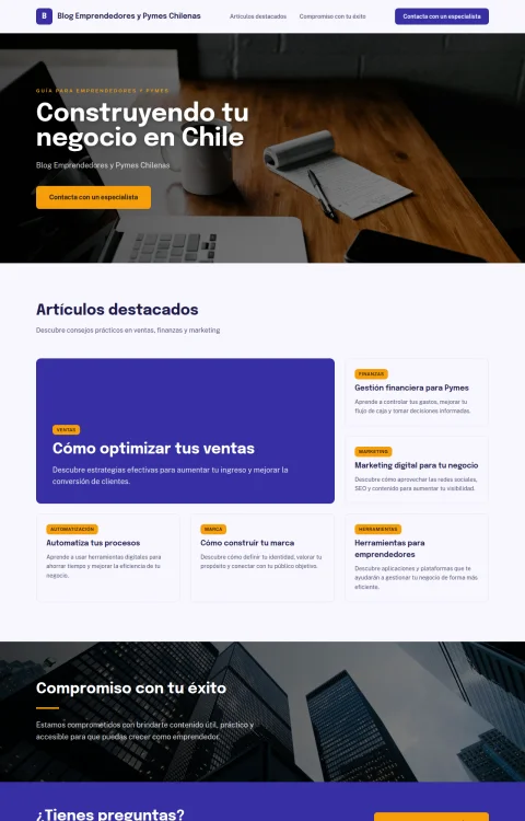 Diseño web Emprende Pyme para blog