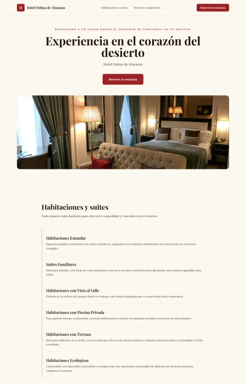 Diseño web Oasis de Atacama para hotel
