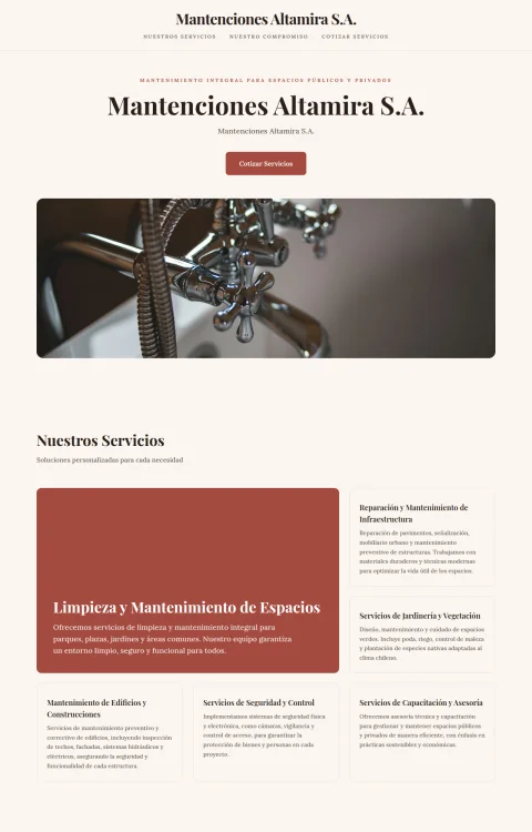 Diseño web Mantenciones Altamira para servicios