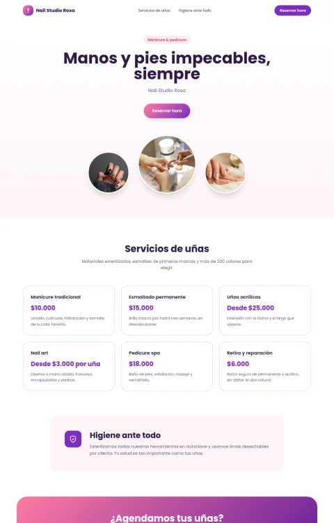 Diseño web Uñas Rosa para belleza