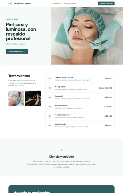 Diseño web Piel Luminosa para belleza