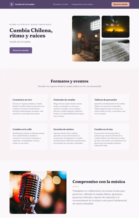 Diseño web Cumbia Chilena para musica