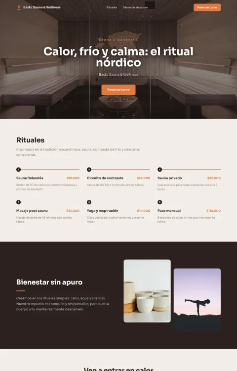 Diseño web Sauna Nórdico para belleza