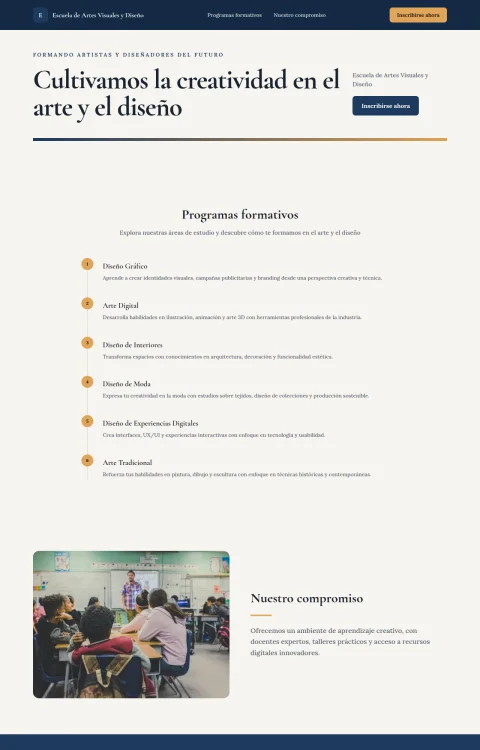 Diseño web Artes y Diseño para edu