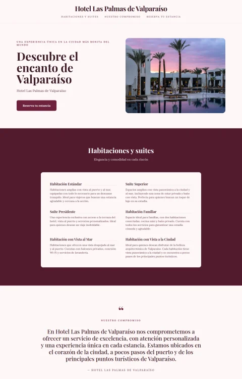 Diseño web Encanto Porteño para hotel