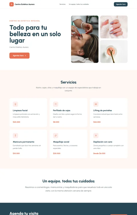 Diseño web Estética Aurora para belleza