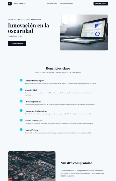 Diseño web Tech Nocturno para landing